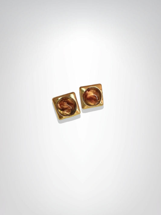 Boucles d'oreilles | Alba Marron/ Dorée