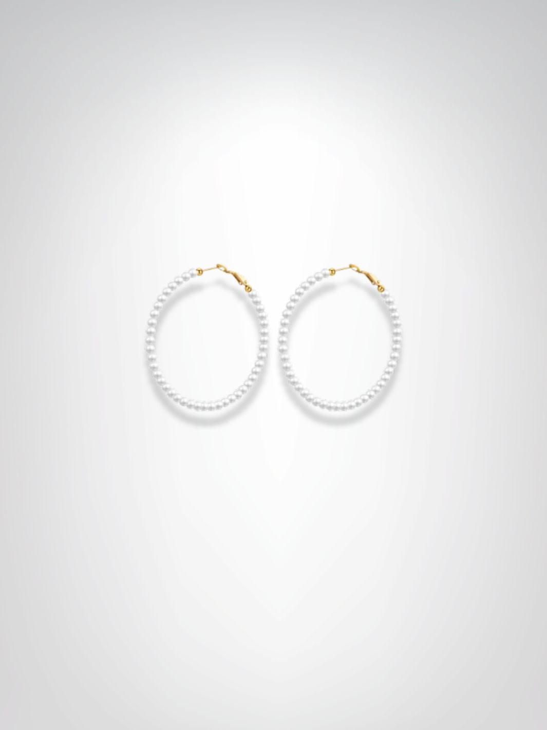 Boucles d'oreilles | Créoles Maya Blanc / Dorée 60mm