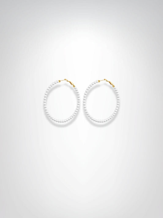 Boucles d'oreilles | Créoles Maya Blanc / Dorée 60mm