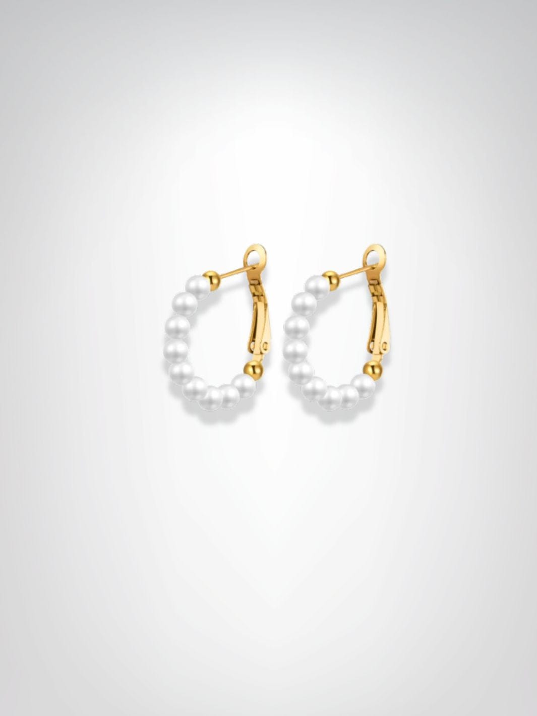 Boucles d'oreilles | Créoles Perles Blanc / Dorée 20mm