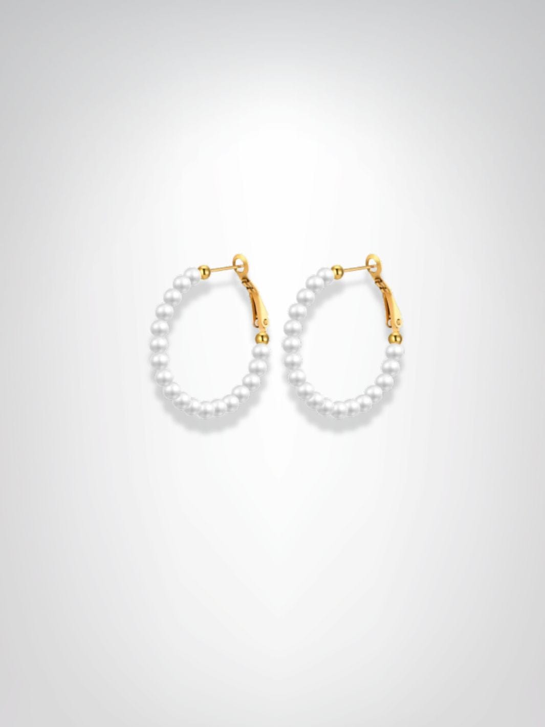 Boucles d'oreilles | Créoles Perles Nacrées Blanc / Dorée 30mm