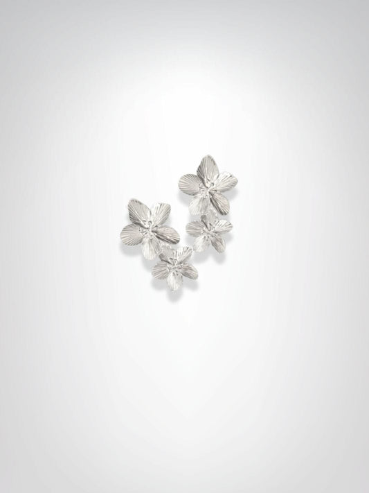 Boucles d'oreilles | Fleur de métal Argent