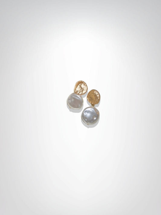 Boucles d'oreilles |  La Perle Étoilée Blanc/ Dorée