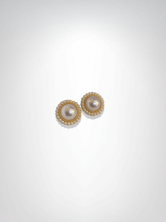 Boucles d'oreilles | Océan de perles Blanc/ Dorée