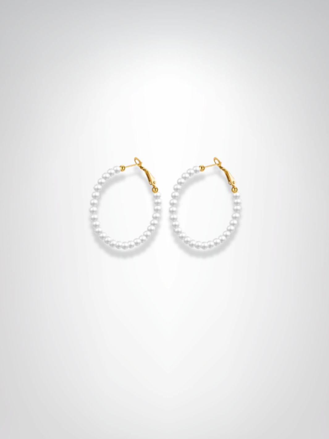 Boucles d'oreilles | Perles Blanche Blanc / Dorée 40mm