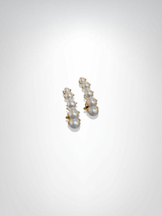 Boucles d'oreilles | Perles de Minuit Blanc/ Dorée