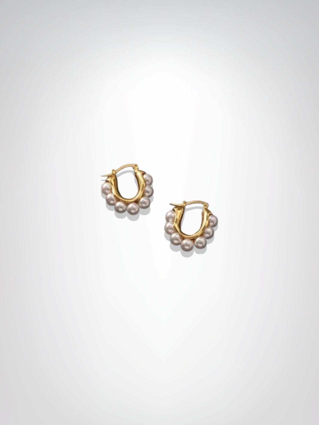 Boucles d'oreilles | Perles Impériales Blanc/ Dorée