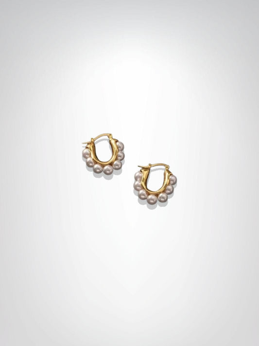 Boucles d'oreilles | Perles Impériales Blanc/ Dorée