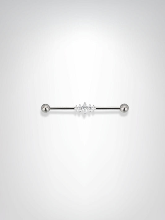 Piercing Industriel | Barre Cristalline Argentée